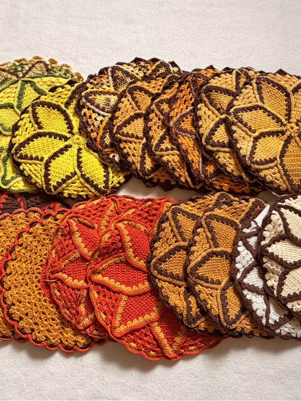 Handmade Crochet Round Coasters - Assorted Autumn Colors